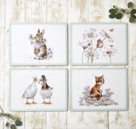 Wrendale Designs Placemats 'Wildflower' Animal - Set of 4 -large size-