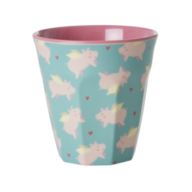 Rice Medium Melamine Cup - Flying Pig Print