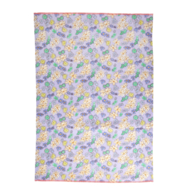 Rice Tea Towel - Flower Painting Print - Neon Piping