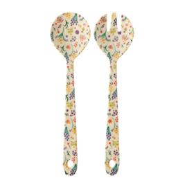 Rice Melamine Salad Set with Wild Flowers Print