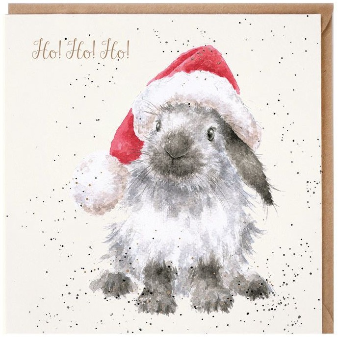 Wrendale Designs 'Ho,Ho,Ho' Rabbit Christmas Card