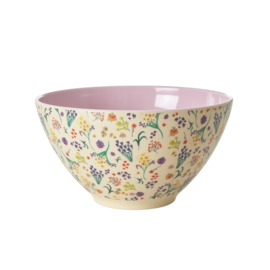 Rice Melamine Salad Bowl with Wild Flower Print