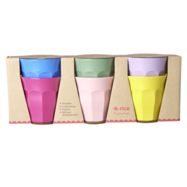 Rice Medium Melamine Cup - Assorted 'Flower me Happy' Colors - Set of 6