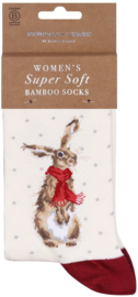Wrendale Designs Socks 'Winter Hare' Hare - Kinderen maat 27–31
