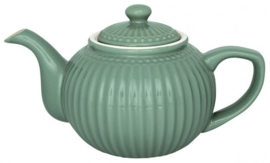 GreenGate Teapot Alice dusty green -stoneware-