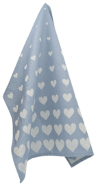 Bunzlau Tea Towel - Hearts Grey Blue