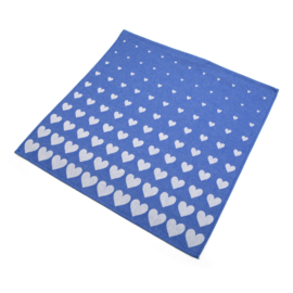 Bunzlau Tea Towel Hearts Royal Blue