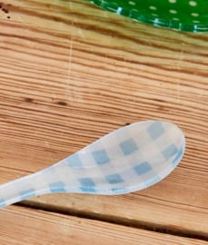 Rice Acryl Latte Spoon - Soft Blue Check