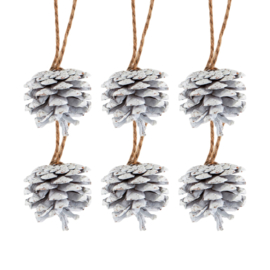 Sass & Belle Christmas Decoration Snowy White Pinecone -Set of 6-