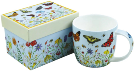 Emma Ball Mug with Gift Box - Butterflies -mok met rond oor-