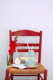 Rice Small Melamine Bowl - Blue Fern & Flower Print
