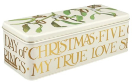 Emma Bridgewater - Five Gold Rings - Mistletoe - Long Rectangular Tin -langwerpig-
