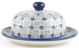 Bunzlau Butter Dish with Plate Round Ø 15 cm Flower Fountain