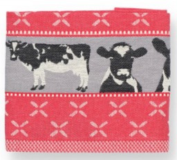 Bunzlau Tea Towel Cows Red