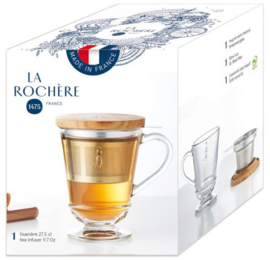 La Rochère Theeglas 270 ml Abeille met Theefilter & Uitlekbakje/Deksel -Honingbij-