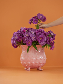 Rice Ceramic Flower Pot in Pink and Crackled Look