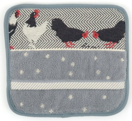 Bunzlau Kitchen Pot Holder Chickens Grey