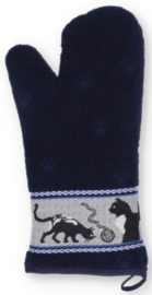 Bunzlau Oven Glove Cats Dark Blue