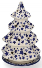 Bunzlau Christmas Tree for Tealight H 22 cm White Stars