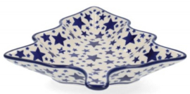 Bunzlau Tree Shaped Dish White Stars