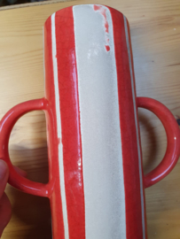 Rice Ceramic Vase with Red Stripes and Crackled Look *b-keuze*