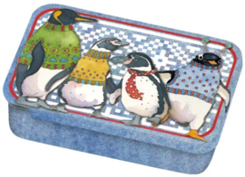 Emma Ball Mini Pocket Tin - Penguins in Pullovers