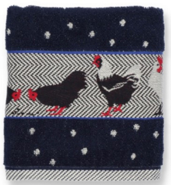 Bunzlau Kitchen Towel Chickens Dark Blue