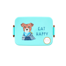 Rice Lunchbox with Divider - Farm Animals Print - Blue / Green