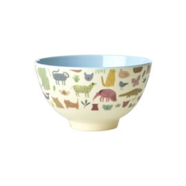 Rice Small Melamine Bowl - Sweet Jungle Print - Blue