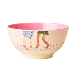 Rice Medium Melamine Bowl - Dancing Legs Print