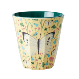 Rice Medium Melamine Cup - Sweet Butterfly Print - Creme