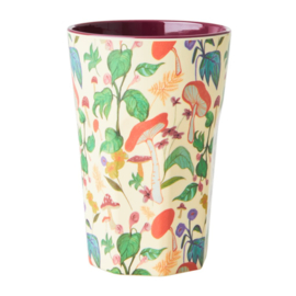 Rice Tall Melamine Cup - Mushroom Print