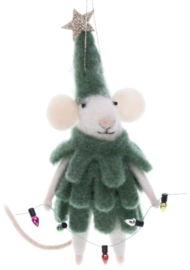 Meander Muis als kerstboom met lichtjes -vilt-