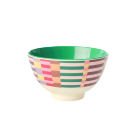 Rice Small Melamine Bowl - Two Tone - Summer Stripes Print *vernieuwd model*