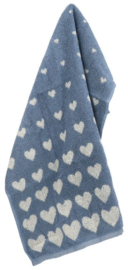 Bunzlau Kitchen Towel - Hearts Grey Blue