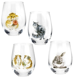 Wrendale Designs Assorted Domestic Animals Tumblers -Set of 4-