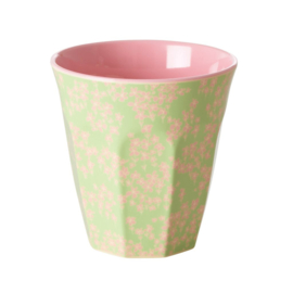 Rice Medium Melamine Cup - Pink Flower Field Print