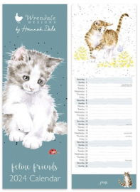 Wrendale Designs Feline Friends Slim Calendar 2024