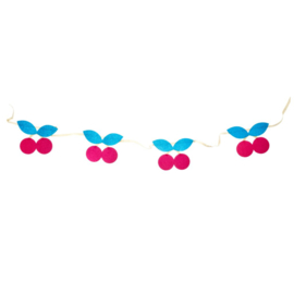 Rice Party Garland with Cherries in Fuchsia & Blue - 150 cm