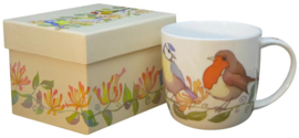 Emma Ball Mug with Gift Box - Garden Birds -mok met rond oor-