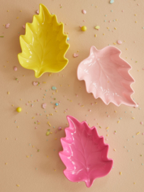 Rice Melamine Serving Dish - Leaf Shaped- Assorted Pink Colors - Set of 3