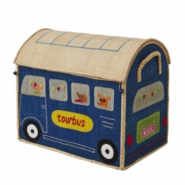 Rice Raffia Toy Basket Happy Camper - small