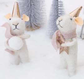 Sass & Belle Star & Snowball Mice Felt Decoration -set van 2-