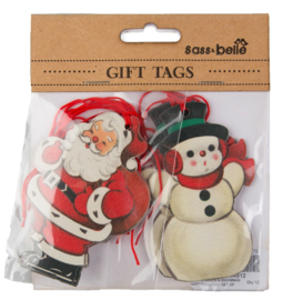 Sass & Belle Gift Tags Retro Santa Snowman -Set of 10-
