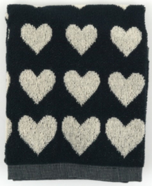 Bunzlau Kitchen Towel - Hearts Black