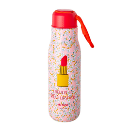 Rice Isolating Drinking Bottle with Small Flower 'I believe in red lipstick' - RVS