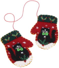 Meander Wantjes met Kat -vilt- 8 cm