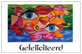 Cadeaukaartje met envelop EL Art Gefeliciteerd  -ogen-