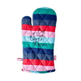 Rice Oven Mitten - 'Believe in Red Lipstick' stripes Print