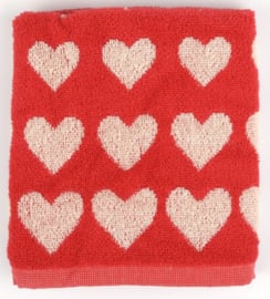 Bunzlau Kitchen Towel - Hearts Red